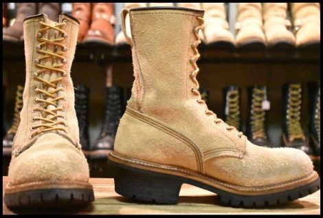 【7D 良品 PT83】レッドウィング 8218 スエードロガー タンラフアウト ベージュ 編み上げ レースアップ ブーツ redwing HOPESMORE