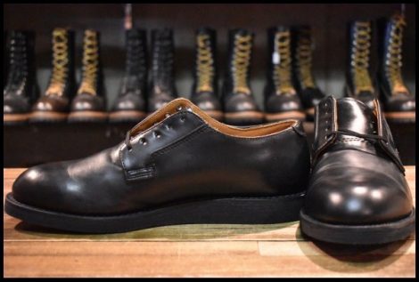 【10.5D 未使用 21年 アップサイクル】レッドウィング 101 ポストマン シューズ 黒 ブラック シャパラル 短靴 ブーツ redwing HOPESMORE