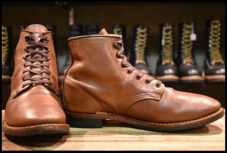 【8D 良品 17年】レッドウィング 9063 ベックマン チーク フェザーストーン 茶 フラットボックス 編み上げ ブーツ redwing HOPESMORE