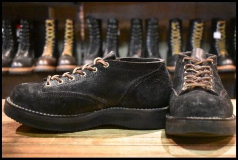 【UK7.5 良品】VIBERG ヴァイバー オックスフォードLTT ブラック ラフアウト 黒スエード 短靴 ビブラム2021シングル ブーツ HOPESMORE