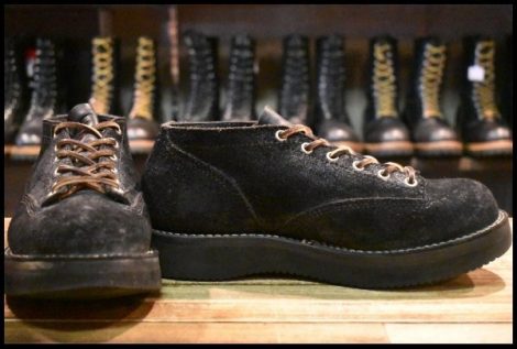 【UK7.5 良品】VIBERG ヴァイバー オックスフォードLTT ブラック ラフアウト 黒スエード 短靴 ビブラム2021シングル ブーツ HOPESMORE