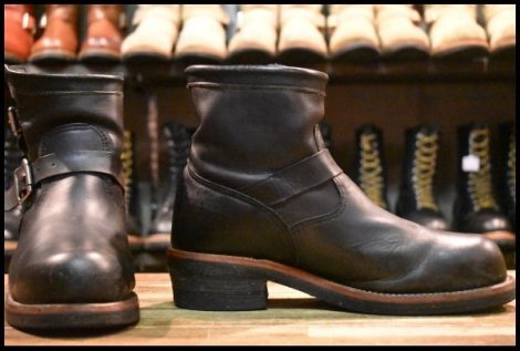 【8.5E 良品 黒タグ】Chippewa チペワ 1901M10 ショートエンジニア ブラック 黒 スチールトゥ ビブラム ブーツ HOPESMORE
