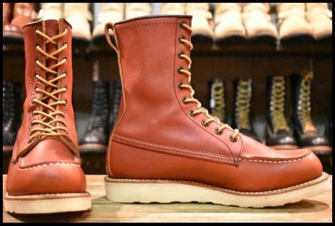 【7.5D 美品 犬タグ復刻 18年】レッドウィング 8877 アイリッシュセッター 赤茶 オロラセット モック ロング ブーツ redwing HOPESMORE