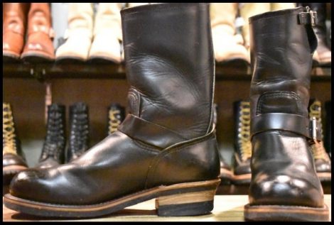【8D 良品 PT99プリント 旧シルエット 03年】レッドウィング 2268 エンジニア 黒 ブラック スチールトゥ ブーツ redwing HOPESMORE