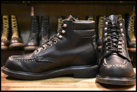 【7.5E 美品 20年】レッドウィング 8133 スーパーソール 黒 ブラッククローム モックトゥ 編み上げ ブーツ redwing HOPESMORE