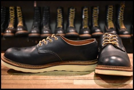 【9.5D 良品 14年】レッドウィング 8002 オックスフォード 黒 ブラック プレーントゥ ローカット 短靴 編み上げ ブーツ redwing HOPESMORE