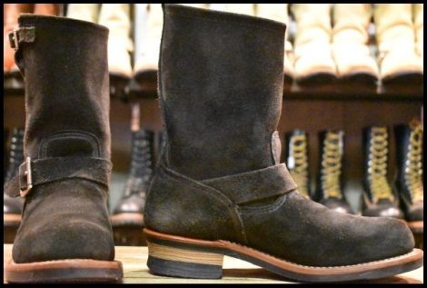 【7.5D 良品 10年】レッドウィング 8274 黒スエード エンジニア ブラック ラフアウト スチールトゥ プルオン ブーツ redwing HOPESMORE