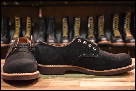 【8.5D 箱付 未使用 13年】レッドウィング 8055 スエード オックスフォード ブラック ラフアウト フォアマン ブーツ redwing HOPESMORE