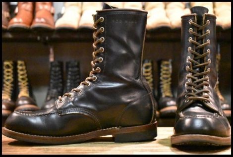 【9.5E 良品 110周年限定 15年】レッドウィング 2015 ハンツマン 黒 ブラック クローンダイク 茶芯 編み上げブーツ redwing HOPESMORE