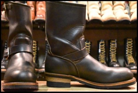 【9D 良品 PT91刺繍 98年】レッドウィング 2268 エンジニア 黒 ブラッククローム スチールトゥ プルオン ブーツ redwing HOPESMORE