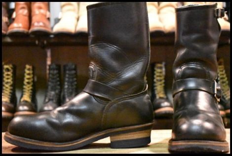 【7.5D 中古 PT91刺繍 98年】レッドウィング 2268 エンジニア 黒 ブラッククローム スチールトゥ プルオン ブーツ redwing HOPESMORE