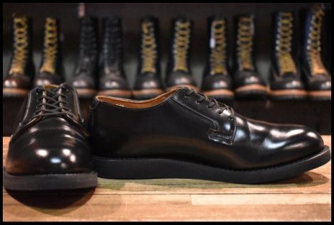 【9.5D 箱付 試着程度 25年】レッドウィング 101 ポストマン シューズ 黒 ブラック シャパラル ローカット 短靴 ブーツ redwing HOPESMORE