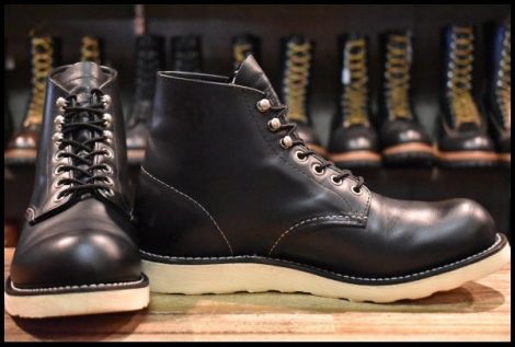 【8D 箱付 美品 犬タグ復刻 19年】レッドウィング 8165 アイリッシュセッター 黒 ブラッククローム プレーントゥ ブーツ redwing HOPESMORE