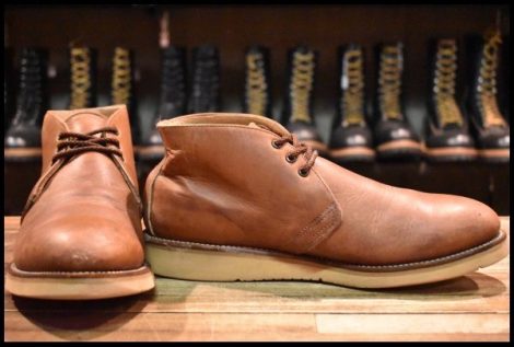 【9D 箱付 良品 羽タグ 96年】レッドウィング 595 チャッカ 茶 ブラウン ビブラム 短靴 編み上げ ローカット ブーツ redwing HOPESMORE