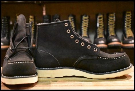 【9.5E 箱付 未使用 10年】レッドウィング 8874 黒スエード アイリッシュセッター ブラック ラフアウト モック ブーツ redwing HOPESMORE