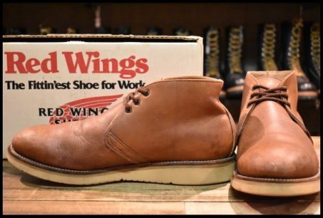 【9D 箱付 良品 羽タグ 96年】レッドウィング 595 チャッカ 茶 ブラウン ビブラム 短靴 編み上げ ローカット ブーツ redwing HOPESMORE