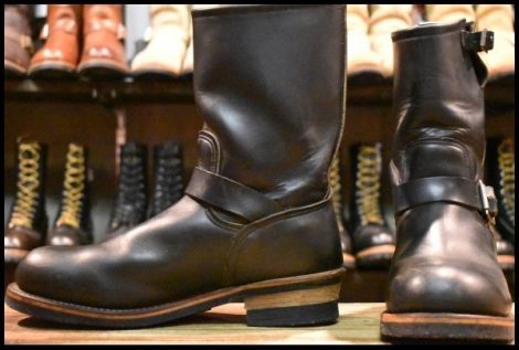 【9D 良品 PT91刺繍 98年】レッドウィング 2268 エンジニア 黒 ブラッククローム スチールトゥ プルオン ブーツ redwing HOPESMORE