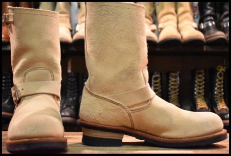 【8.5D 良品 10年】レッドウィング 8268 スエード エンジニア ホーソーンアビレーンラフアウト ベージュ ブーツ redwing HOPESMORE