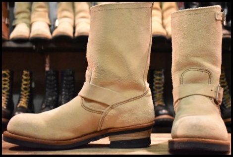 【8.5D 良品 10年】レッドウィング 8268 スエード エンジニア ホーソーンアビレーンラフアウト ベージュ ブーツ redwing HOPESMORE