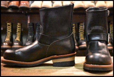 【7D 美品 10年】レッドウィング 2976 ショート エンジニア 黒 ブラッククローム スチールトゥ プルオン ブーツ redwing HOPESMORE