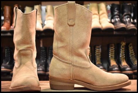 【7E 箱付 良品 旧羽タグ】レッドウィング 8156 スエード ペコス タン ラフアウト ベージュ プルオン ブーツ redwing pecos HOPESMORE