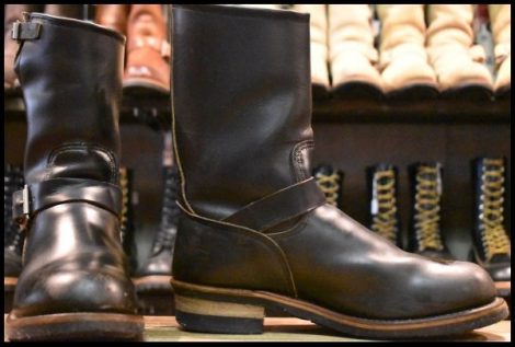 【9D 良品 PT91プリント 96年】レッドウィング 2268 エンジニア 黒 ブラッククローム スチールトゥ プルオン ブーツ redwing HOPESMORE
