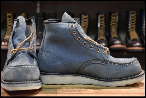 【8E 箱付 未使用 青山5周年限定 犬タグ復刻 19年】レッドウィング×MOMOTARO JEANS 8173 スエード インディゴ 藍染 ブーツ HOPESMORE