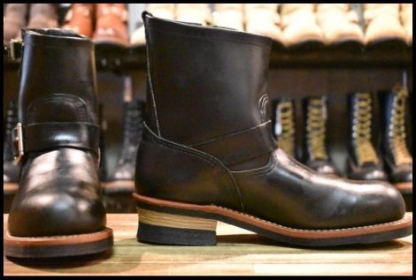 【7D 美品 10年】レッドウィング 2976 ショート エンジニア 黒 ブラッククローム スチールトゥ プルオン ブーツ redwing HOPESMORE