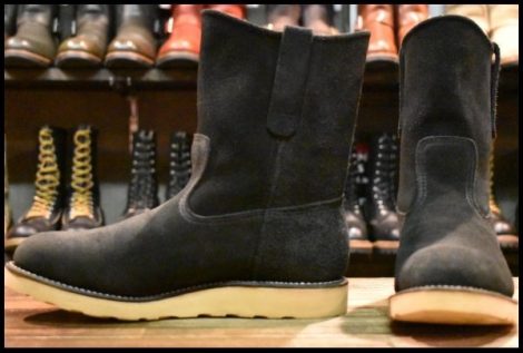 【8E 美品 BEAMS別注 04年】レッドウィング 8177 黒スエード ペコス ブラック ラフアウト プルオン ブーツ redwing pecos HOPESMORE