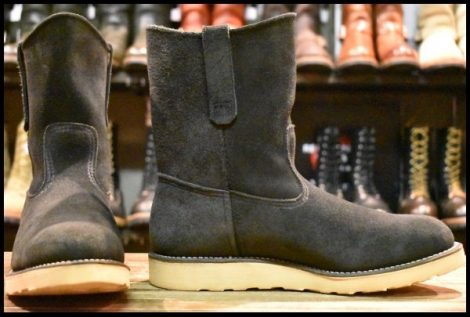 【8E 美品 BEAMS別注 04年】レッドウィング 8177 黒スエード ペコス ブラック ラフアウト プルオン ブーツ redwing pecos HOPESMORE