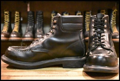 【8E 良品 17年】レッドウィング 8133 スーパーソール 黒 ブラッククローム モックトゥ 編み上げ レースアップ ブーツ redwing HOPESMORE