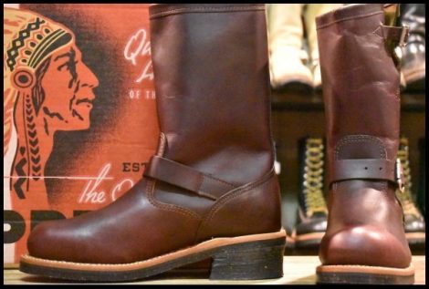 【7.5E 箱付 未使用 黒タグ】Chippewa チペワ エンジニア 1901M04 コードバン バーガンディ ビブラム700 スチールトゥ ブーツ HOPESMORE