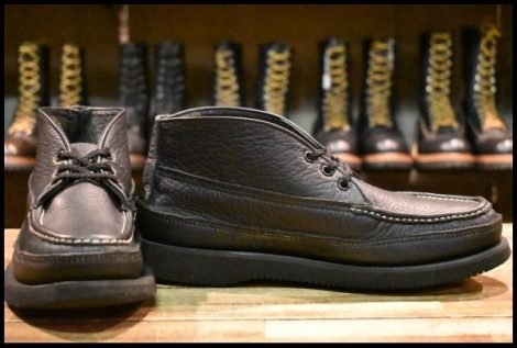【9E 箱付 美品】RUSSELL MOCCASIN ラッセルモカシン スポーティングクレーチャッカ 200-27WB ダブルモカシン ブラック ブーツ HOPESMORE