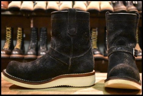 【UK7.5 良品】VIBERG ヴァイバー 87ショートシフト ブラックラフアウト 黒スエード ビブラム2021シングル エンジニア ブーツ HOPESMORE