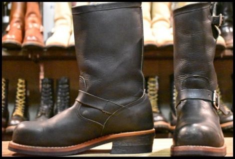 【8E 良品 白タグ】Chippewa チペワ 27899 エンジニア 黒 ブラック 11インチハイト スチールトゥ ブーツ HOPESMORE