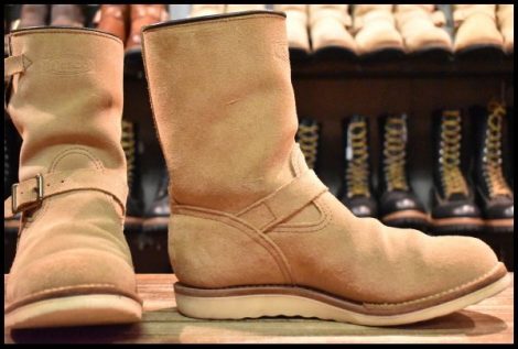 【9E 良品 16年】WESCO ウエスコ カスタムボス スエード エンジニア バーラップラフアウト ベージュ ビブラム1010 BOSS ブーツ HOPESMORE