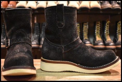 【UK7.5 良品】VIBERG ヴァイバー 87ショートシフト ブラックラフアウト 黒スエード ビブラム2021シングル エンジニア ブーツ HOPESMORE