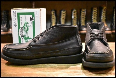 【9E 箱付 美品】RUSSELL MOCCASIN ラッセルモカシン スポーティングクレーチャッカ 200-27WB ダブルモカシン ブラック ブーツ HOPESMORE