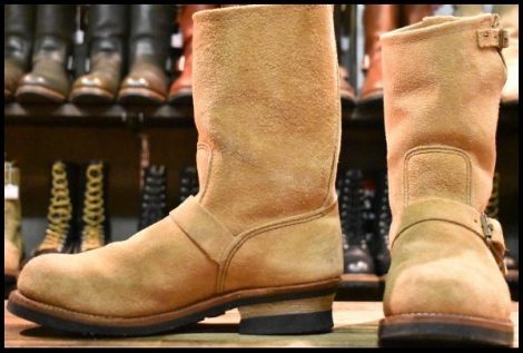 【9D 良品 18年】レッドウィング 9269 スエード エンジニア タン ブルハイド ラフアウト ベージュ 8268 ブーツ redwing HOPESMORE