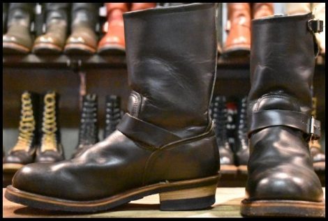 【9D 良品 PT91刺繍】レッドウィング 2268 エンジニア 黒 ブラッククローム スチールトゥ プルオン ブーツ redwing HOPESMORE