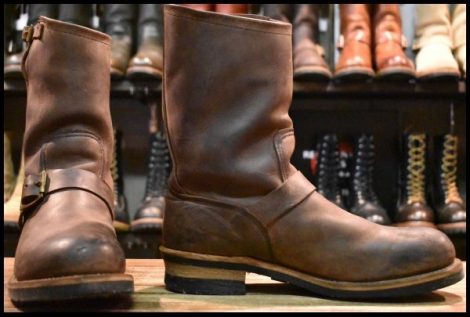 【10D 箱付 良品 90周年限定 PT91プリント】レッドウィング 8248 エンジニア ヌバック 茶 スチールトゥ ブーツ redwing HOPESMORE