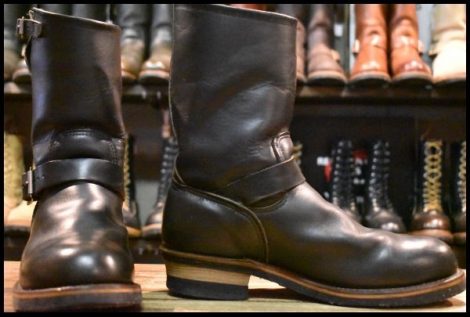 【9D 良品 PT91刺繍】レッドウィング 2268 エンジニア 黒 ブラッククローム スチールトゥ プルオン ブーツ redwing HOPESMORE