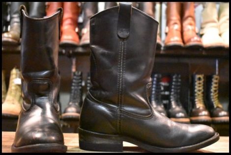 【7.5E 良品 旧羽タグ 92年】レッドウィング 8155 ペコス 黒 ブラッククローム プルオン ブーツ redwing pecos HOPESMORE