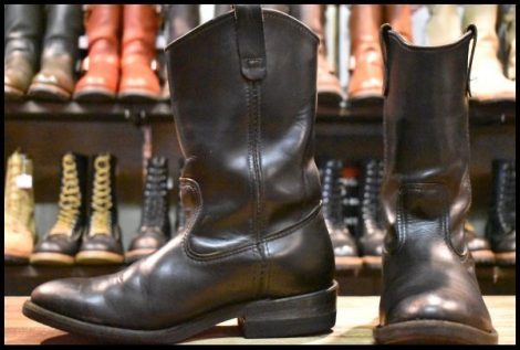 【7.5E 良品 旧羽タグ 92年】レッドウィング 8155 ペコス 黒 ブラッククローム プルオン ブーツ redwing pecos HOPESMORE