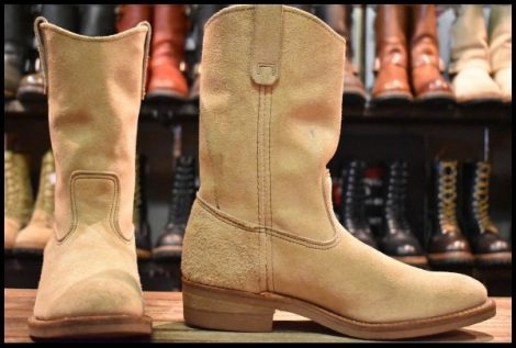 【9E 良品 羽タグ 98年】レッドウィング 8156 スエード ペコス タン ラフアウト ベージュ プルオン ブーツ redwing pecos HOPESMORE