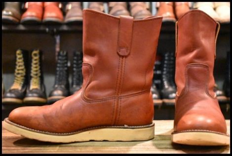 【8.5E 良品 緑犬タグ 94年】レッドウィング 866 ペコス オロラセット 赤茶 クッションソール ブーツ redwing pecos HOPESMORE