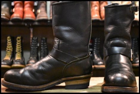 【8.5D 良品 PT99刺繍】レッドウィング 2268 エンジニア 黒 ブラッククローム スチールトゥ プルオン ブーツ redwing HOPESMORE