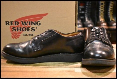 【6.5D 箱付 良品 10年】レッドウィング 101 ポストマン シューズ 黒 ブラック シャパラル 短靴 レースアップ ブーツ redwing HOPESMORE