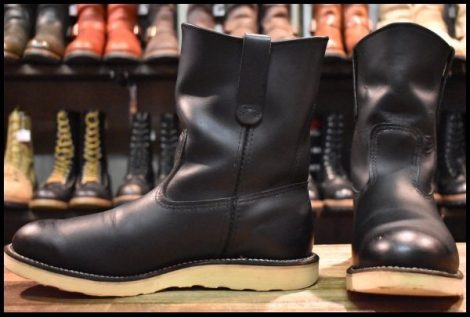 【9.5E 良品 09年】レッドウィング 8169 ペコス 黒 ブラッククローム プルオン クッションソール ブーツ redwing pecos HOPESMORE