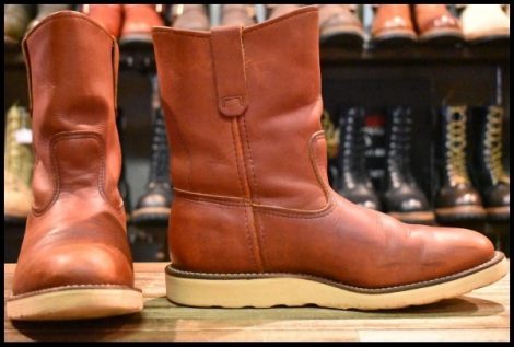 【8.5E 良品 緑犬タグ 94年】レッドウィング 866 ペコス オロラセット 赤茶 クッションソール ブーツ redwing pecos HOPESMORE